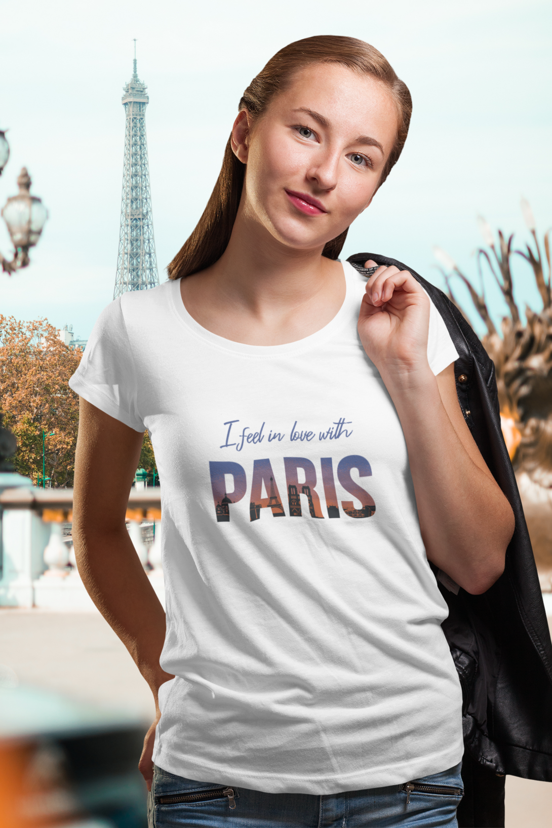 In Love With Paris Printed Scoop Neck T-Shirt For Women - WowWaves - 5