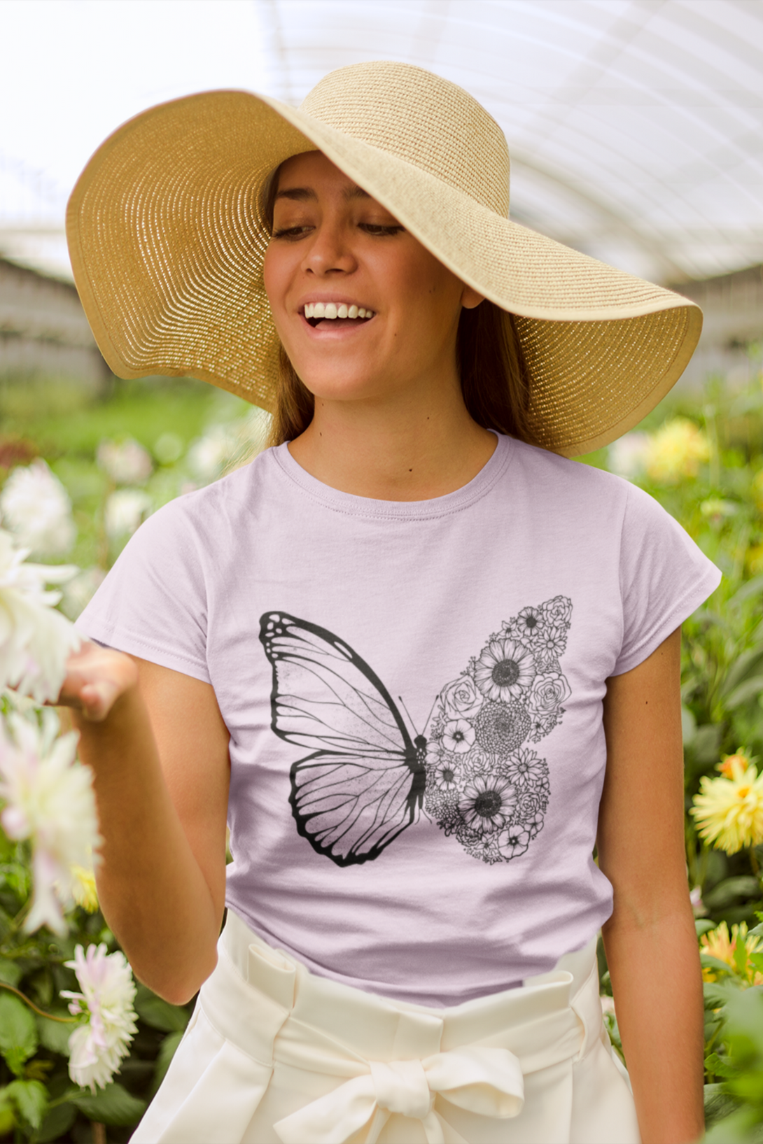 Floral Butterfly Printed T-Shirt For Women - WowWaves - 2