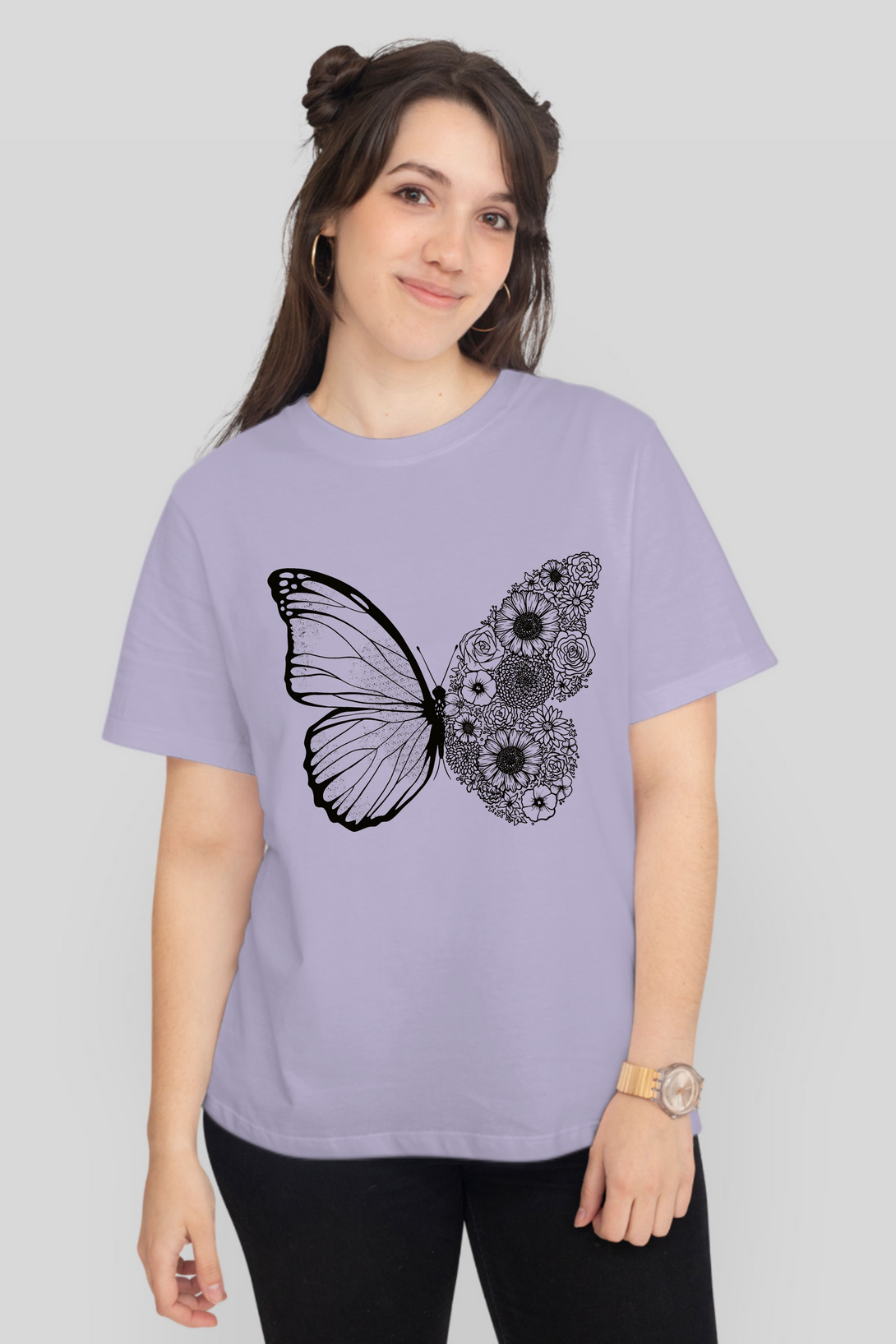 Floral Butterfly Printed T-Shirt For Women - WowWaves - 9