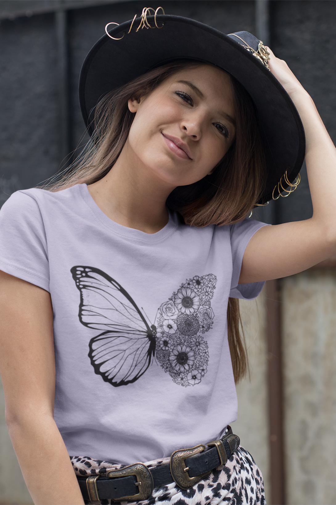 Floral Butterfly Printed T-Shirt For Women - WowWaves