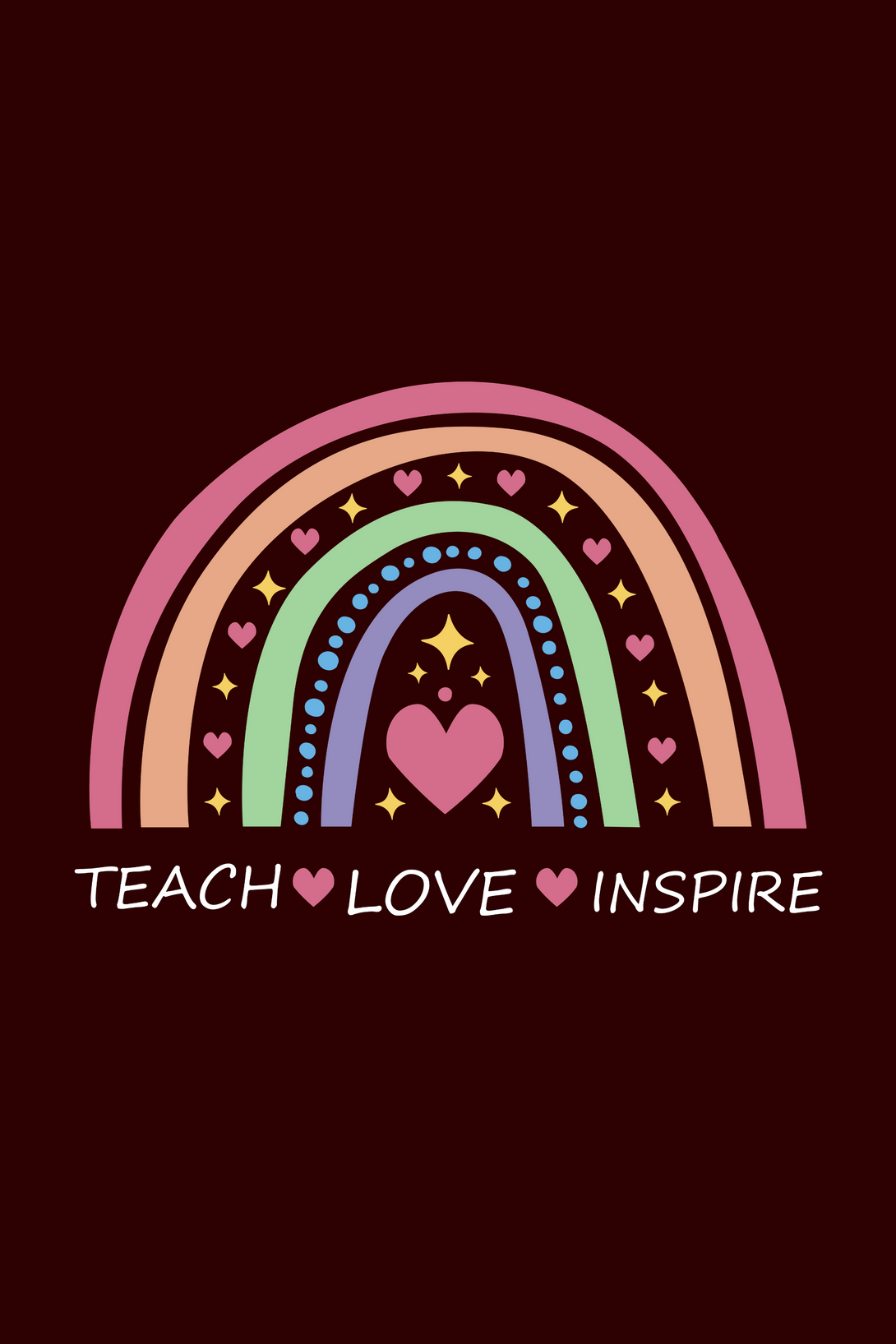 Teach, Love, Inspire Printed Scoop Neck T-Shirt For Women - WowWaves - 1