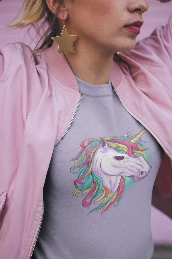 Colorful Unicorn Printed T-Shirt For Women - WowWaves - 2