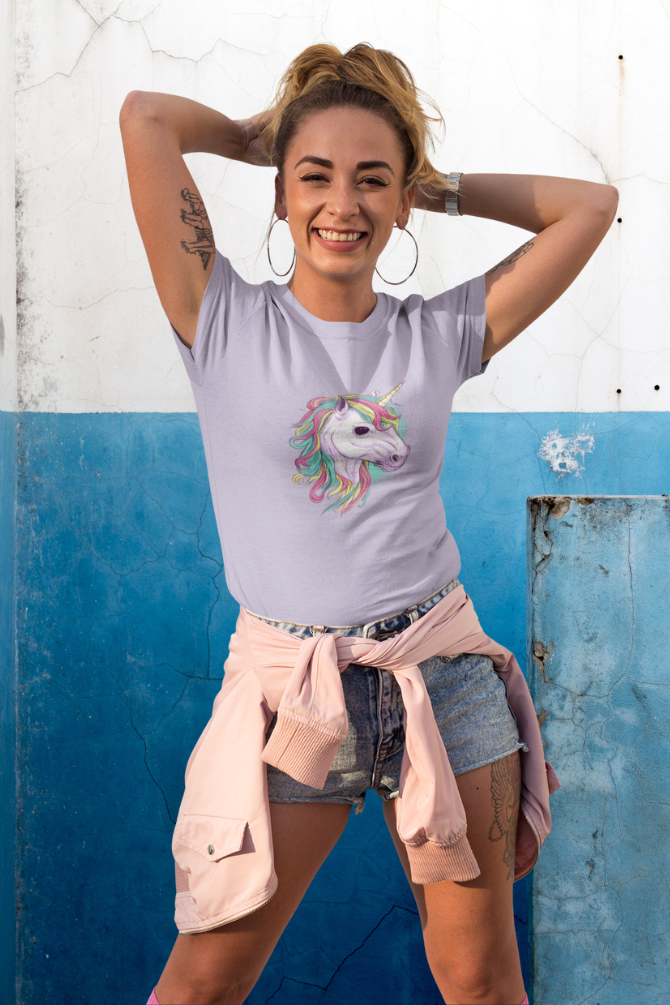 Colorful Unicorn Printed T-Shirt For Women - WowWaves - 5