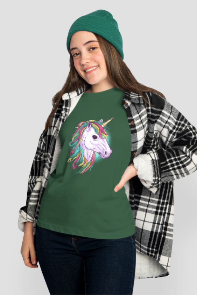 Colorful Unicorn Printed T-Shirt For Women - WowWaves - 6