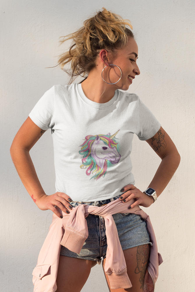 Colorful Unicorn Printed T-Shirt For Women - WowWaves - 3