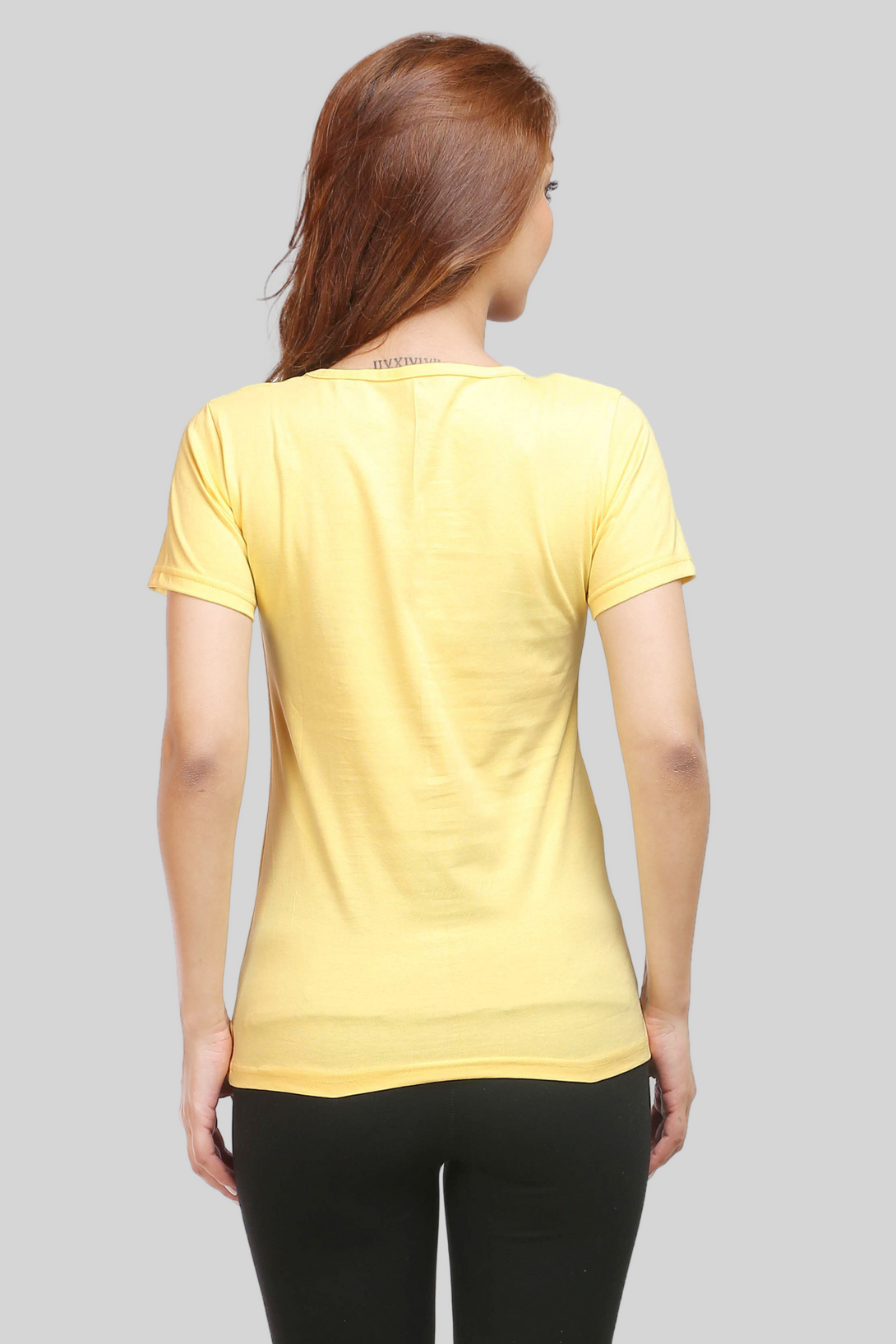 Yellow Scoop Neck T-Shirt For Women - WowWaves - 5