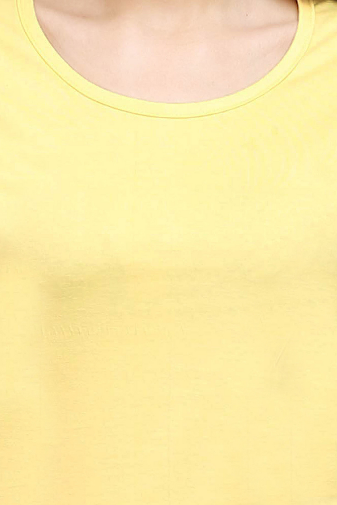 Yellow Scoop Neck T-Shirt For Women - WowWaves - 6
