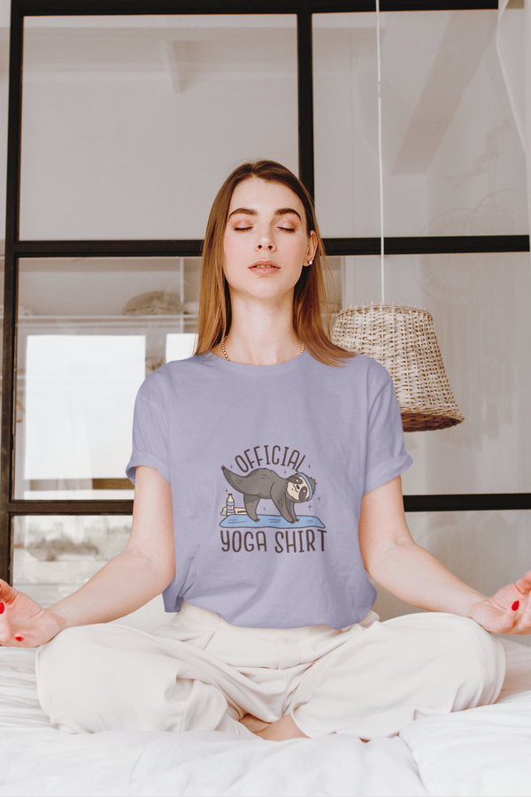 Official Yoga Sloth Printed T-Shirt For Women - WowWaves