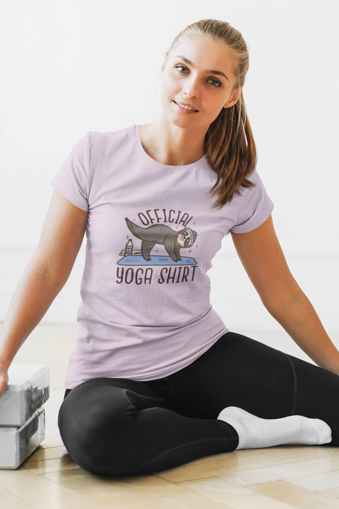 Official Yoga Sloth Printed T-Shirt For Women - WowWaves - 2