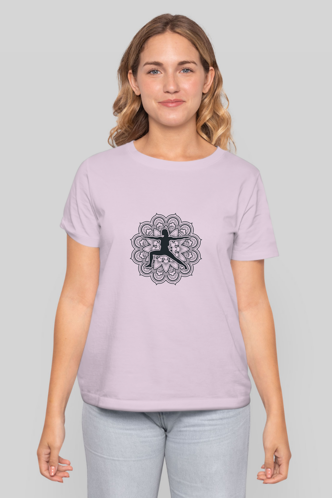 Yoga Pose Mandala Printed T-Shirt For Women - WowWaves - 7