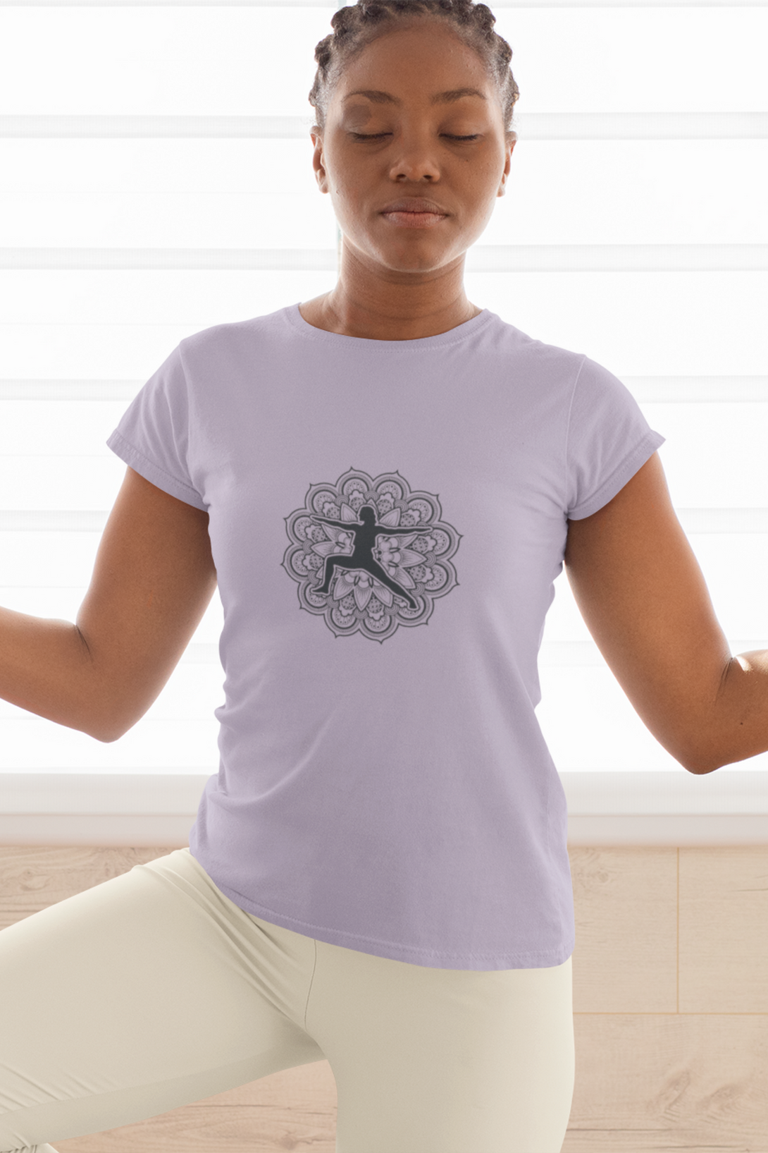 Yoga Pose Mandala Printed T-Shirt For Women - WowWaves - 9