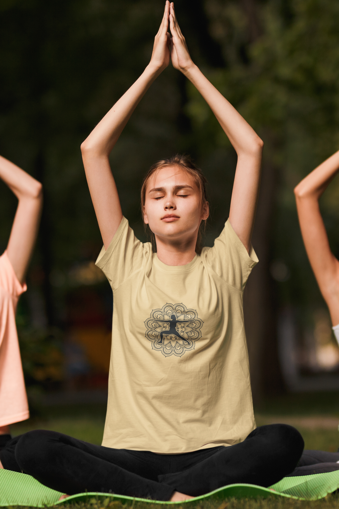 Yoga Pose Mandala Printed T-Shirt For Women - WowWaves - 4