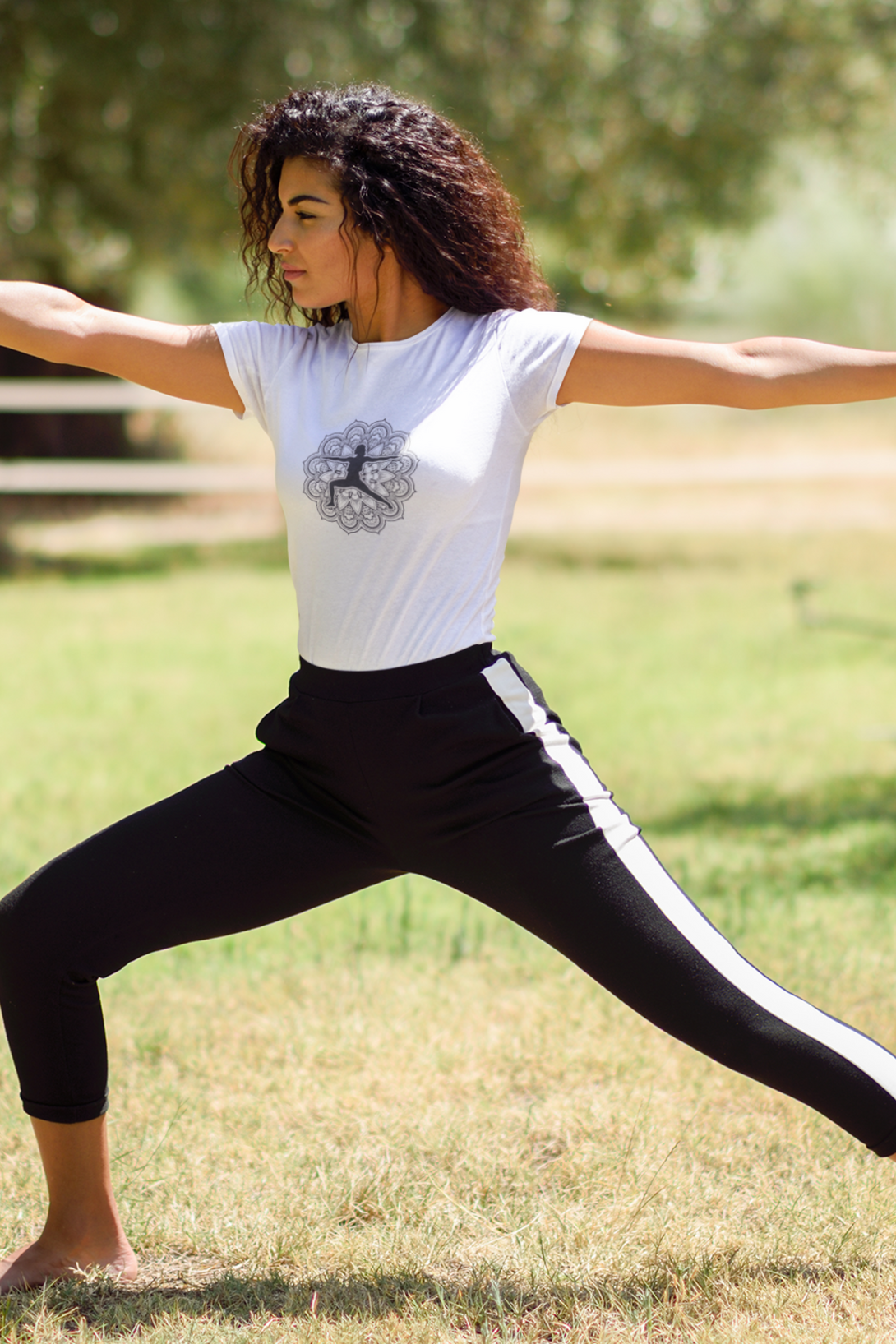Yoga Pose Mandala Printed T-Shirt For Women - WowWaves - 5