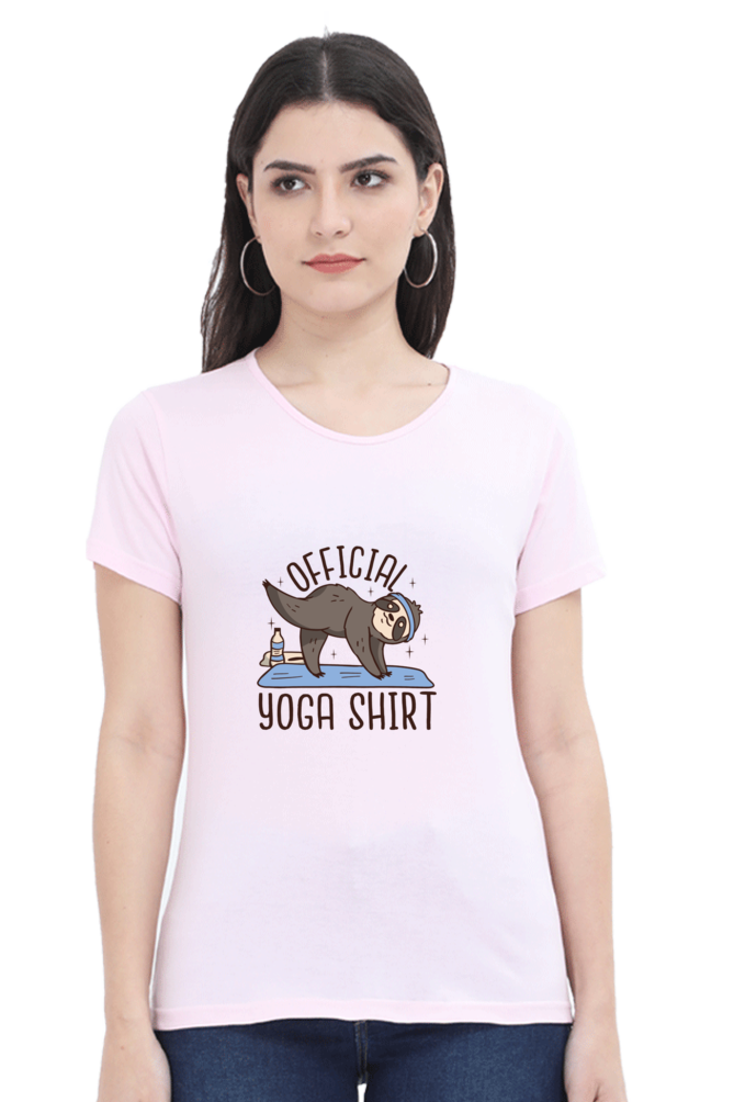 Official Yoga Sloth Printed Scoop Neck T-Shirt For Women - WowWaves - 10