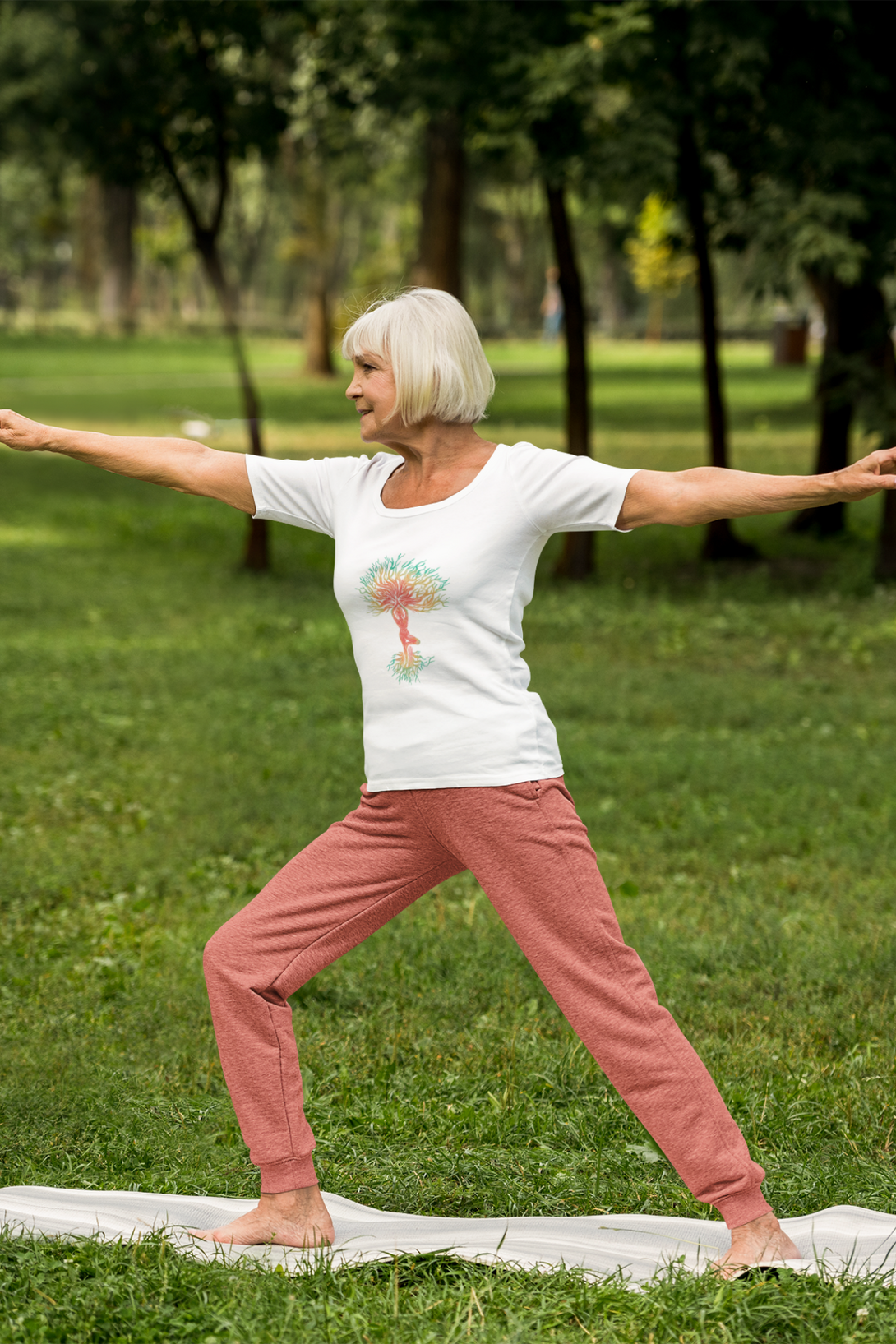 Yoga Tree Printed Scoop Neck T-Shirt For Women - WowWaves - 3