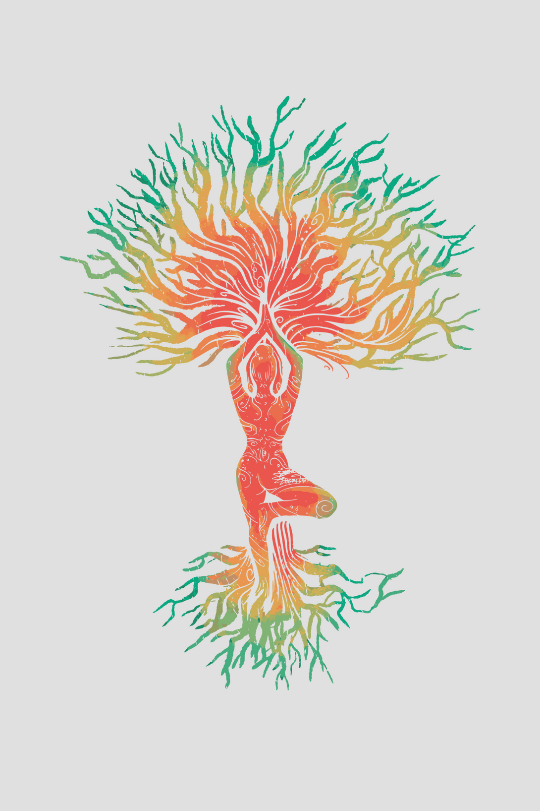 Yoga Tree Printed T-Shirt For Women - WowWaves - 1