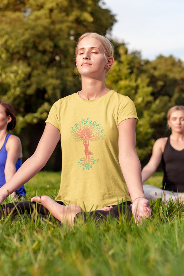 Yoga Tree Printed T-Shirt For Women