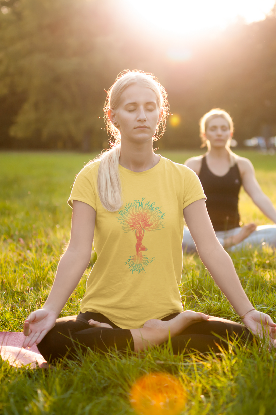 Yoga Tree Printed T-Shirt For Women - WowWaves - 3
