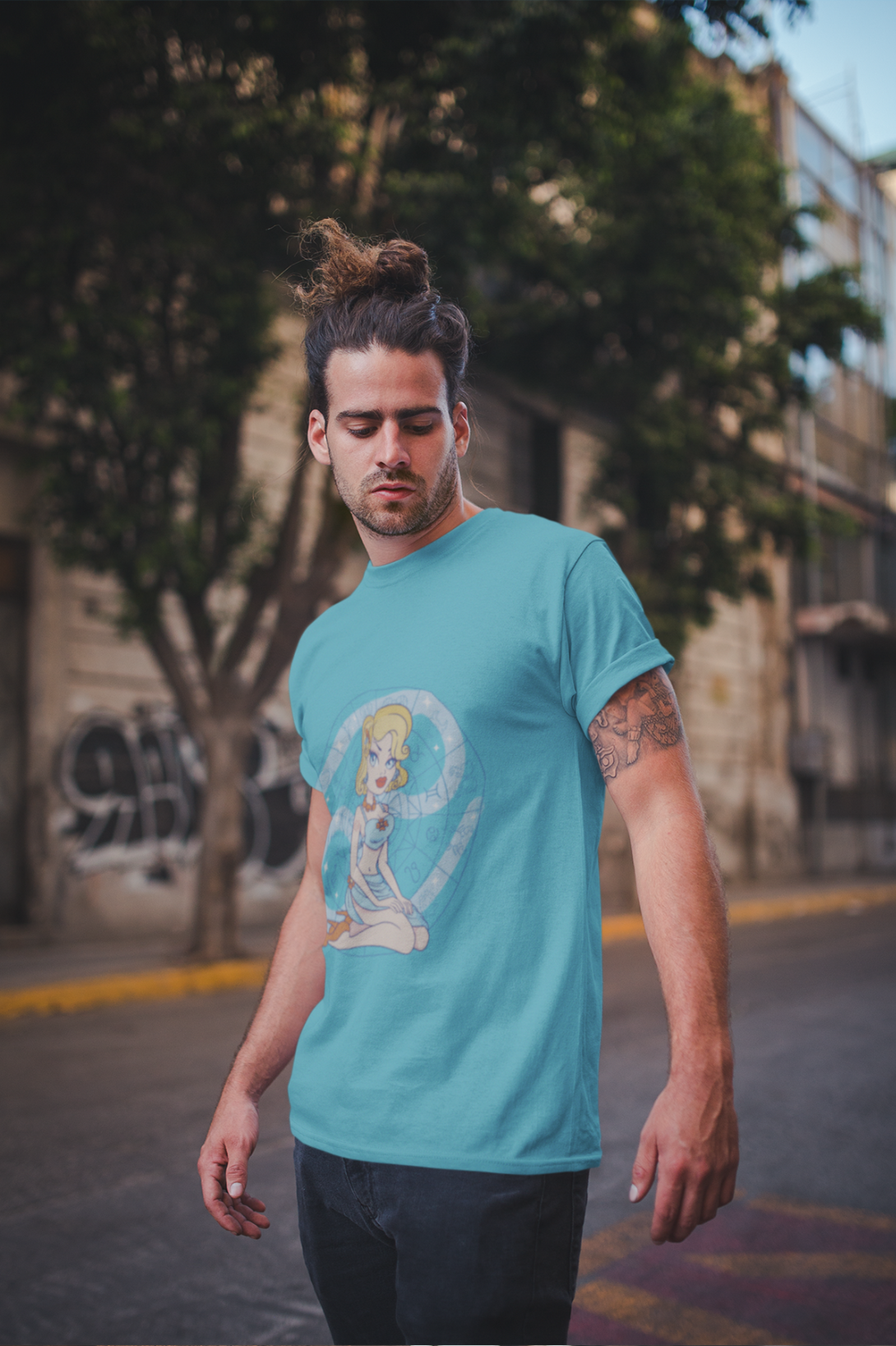 Zodiac Cancer Girl Printed T-Shirt For Men - WowWaves - 5