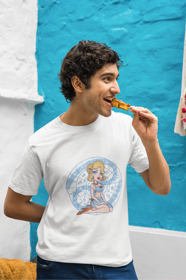 Zodiac Cancer Girl Printed T-Shirt For Men - WowWaves