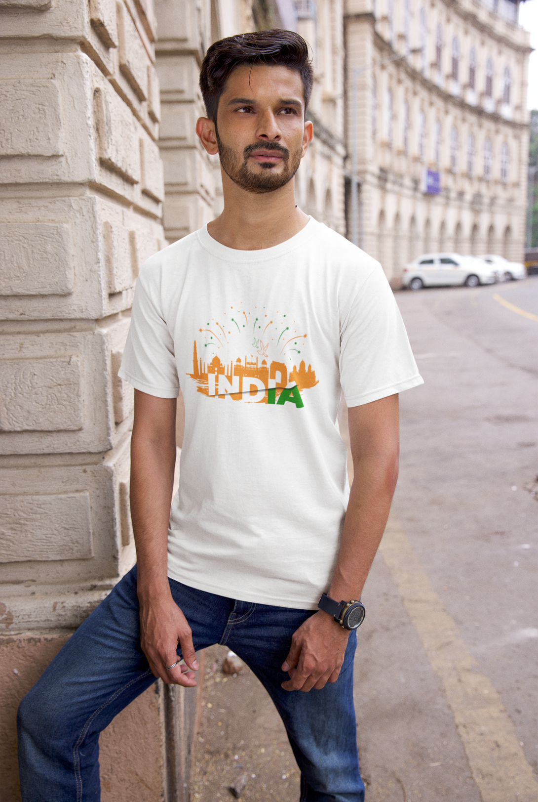 India Monument Tribute White Printed T-Shirt For Men - WowWaves - 3