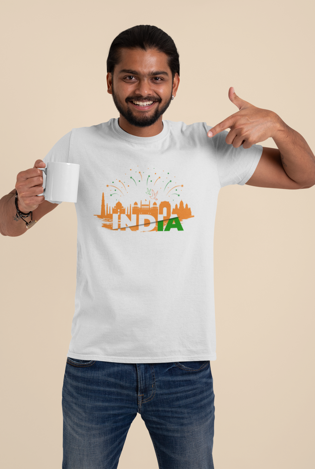India Monument Tribute White Printed T-Shirt For Men - WowWaves - 2