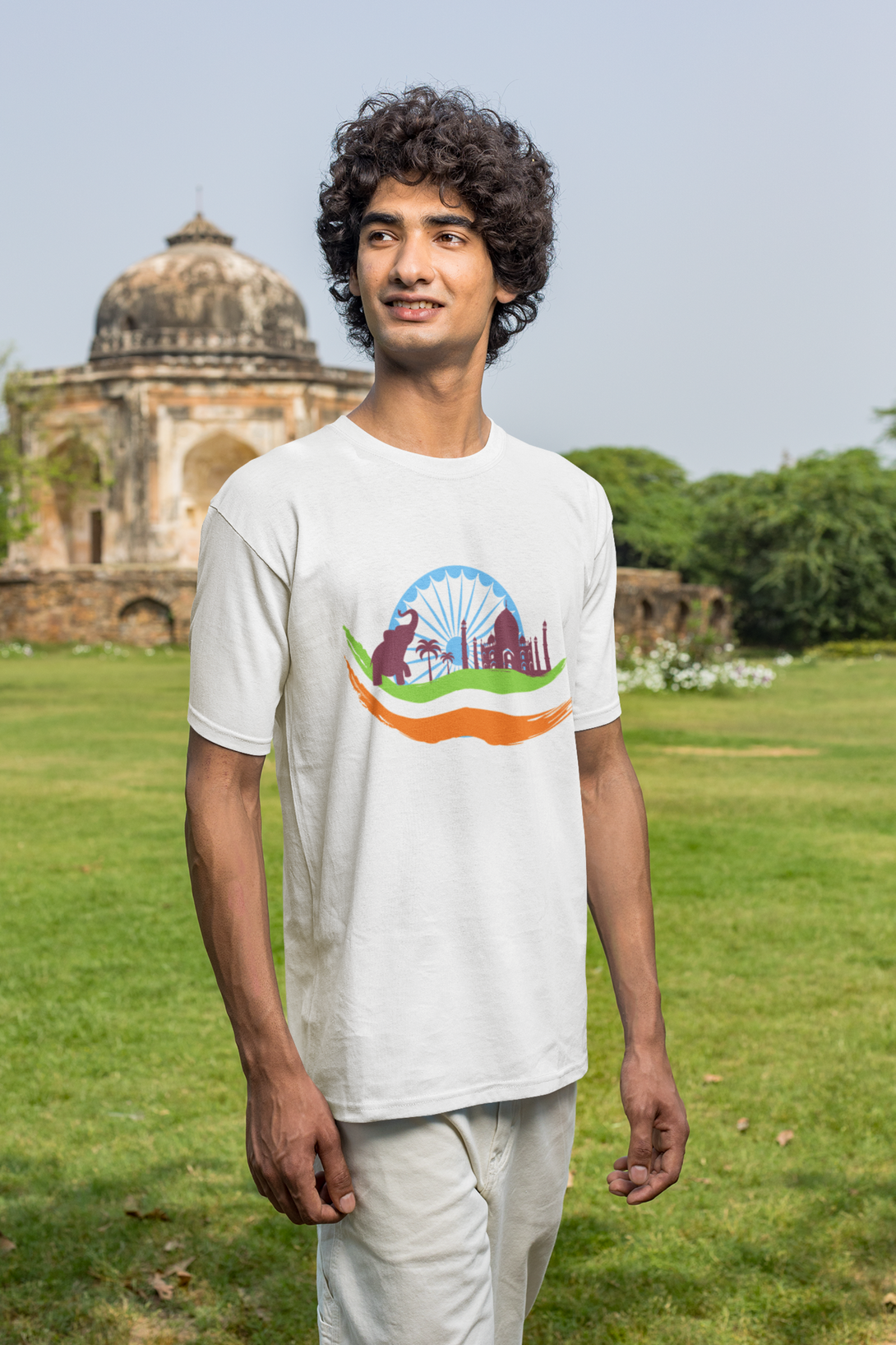 India Monument White Printed T-Shirt For Men - WowWaves - 4