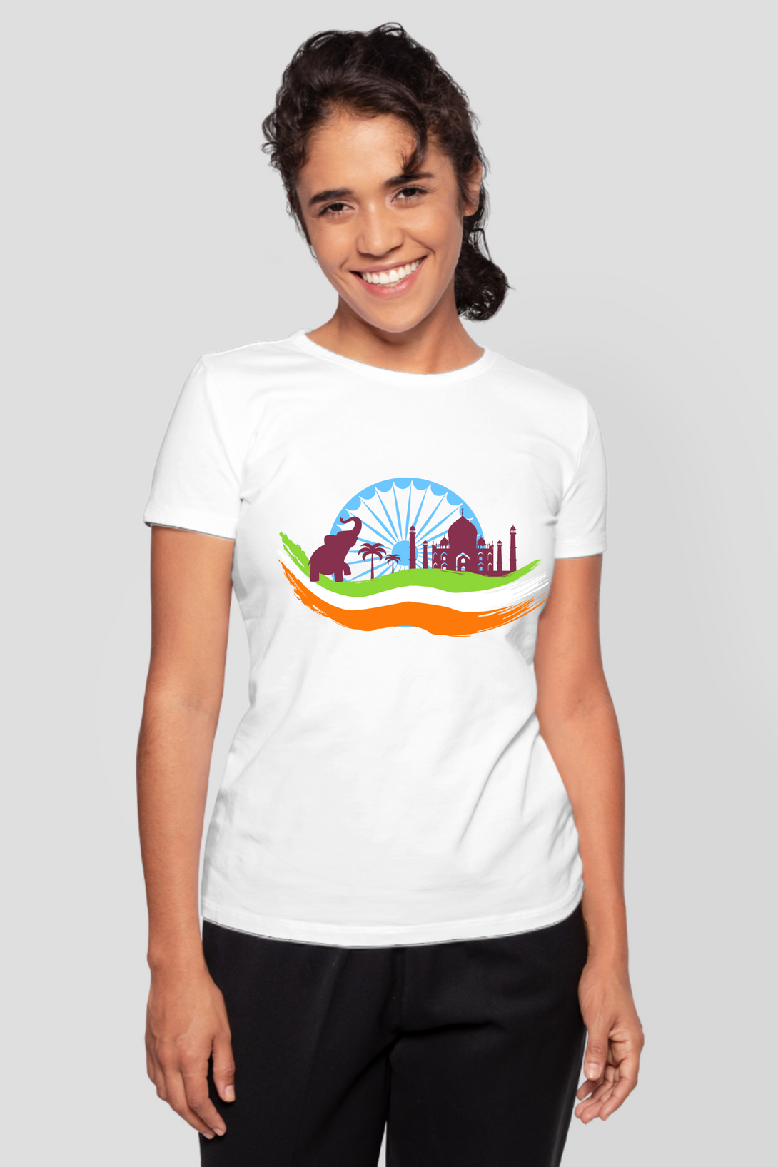 India Monument White Printed T-Shirt For Women - WowWaves - 5