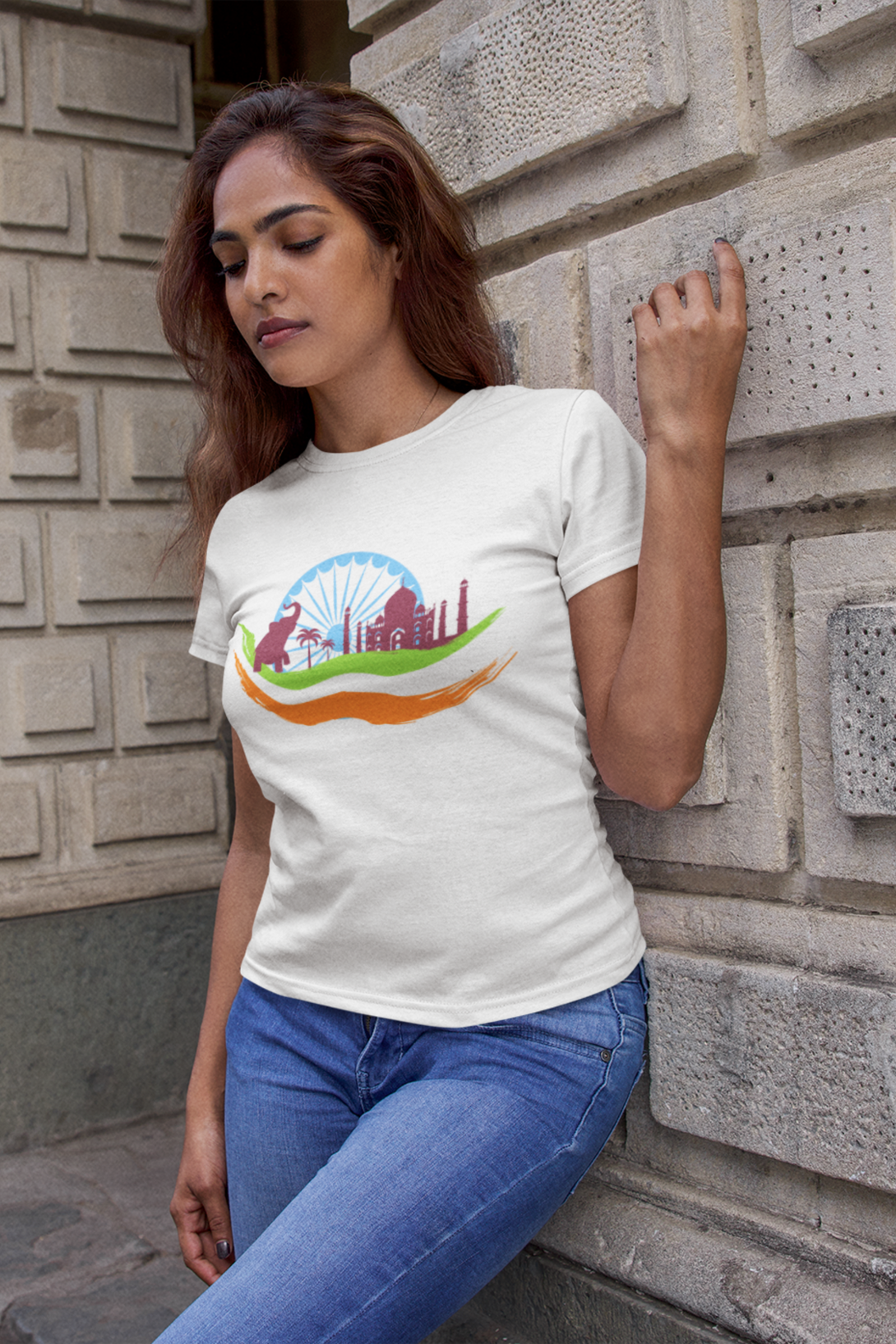 India Monument White Printed T-Shirt For Women - WowWaves