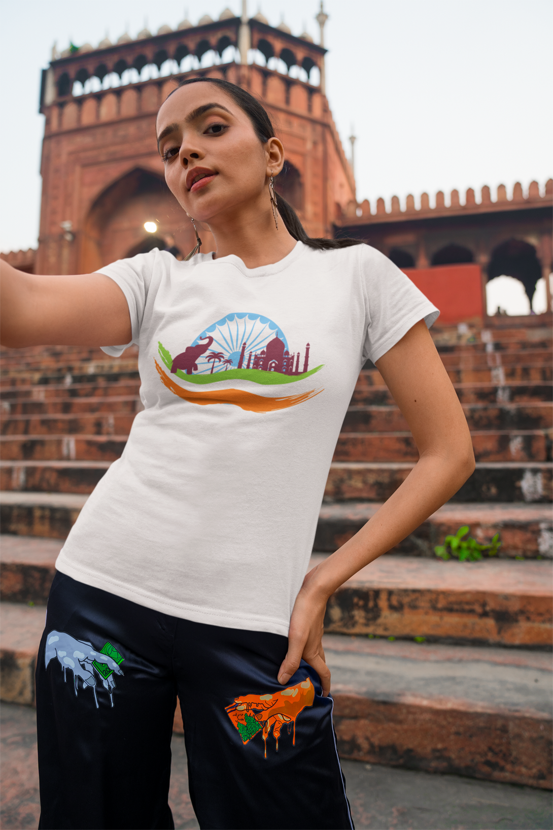 India Monument White Printed T-Shirt For Women - WowWaves - 2