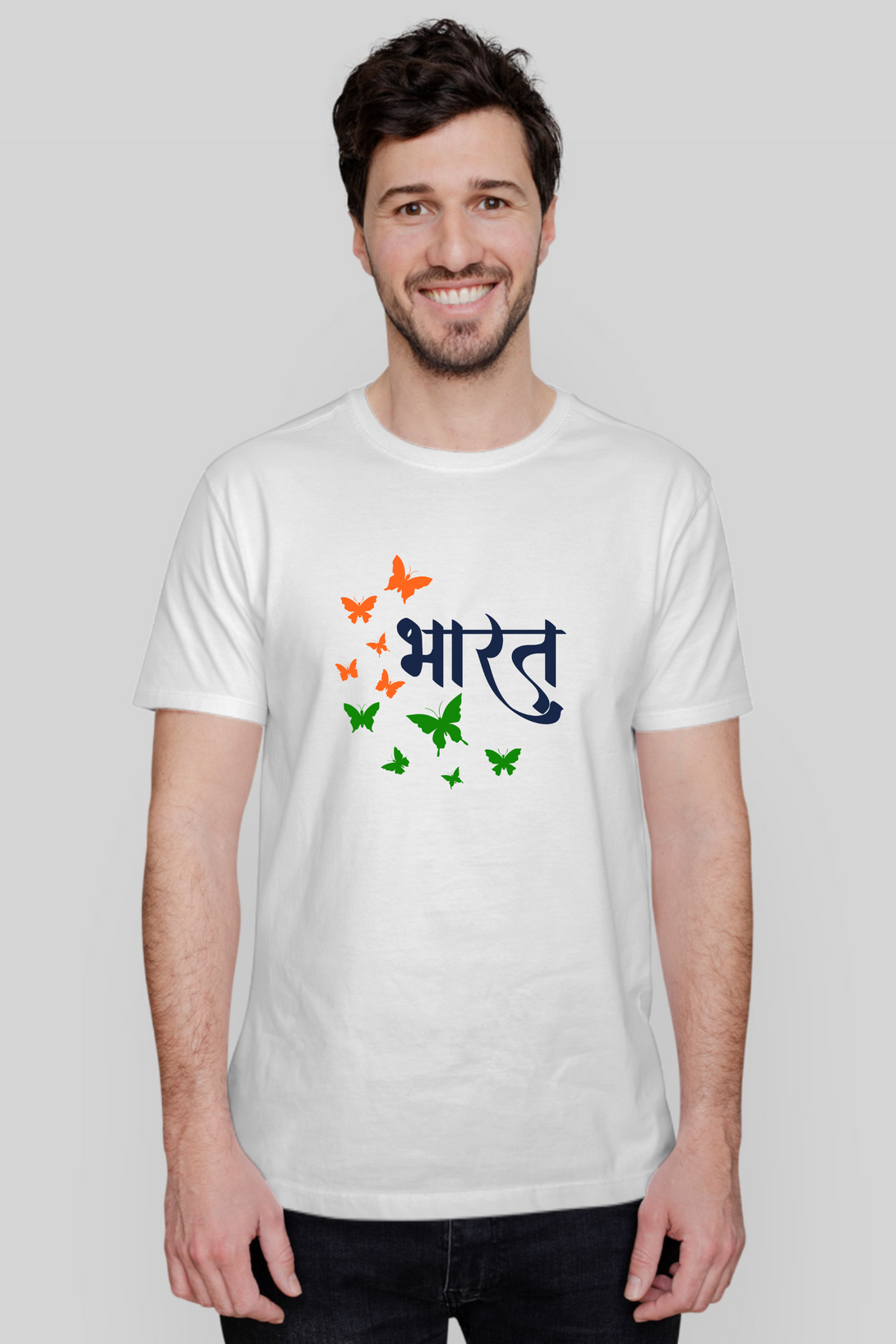 Bharat White Printed T-Shirt For Men - WowWaves - 6