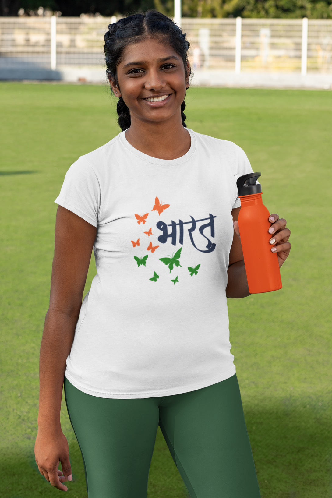 Bharat White Printed T-Shirt For Women - WowWaves