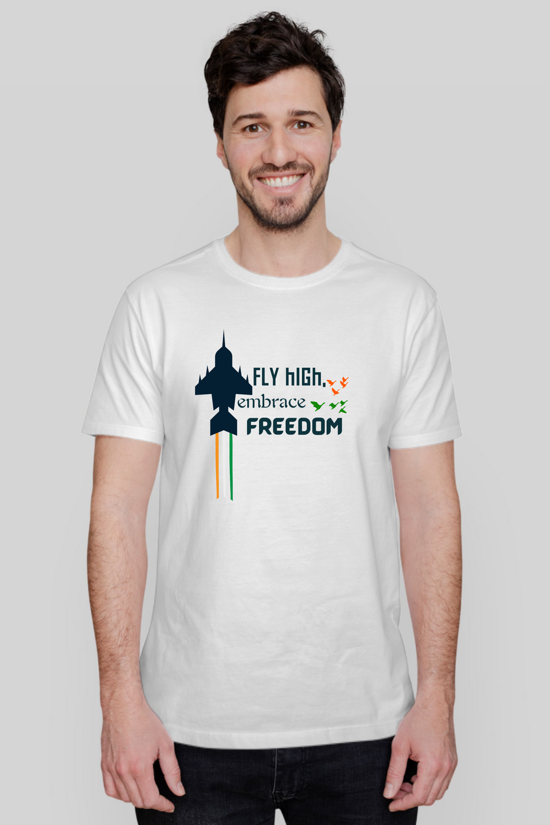 Fly High Embrace Freedom White Printed T-Shirt For Men - WowWaves - 6