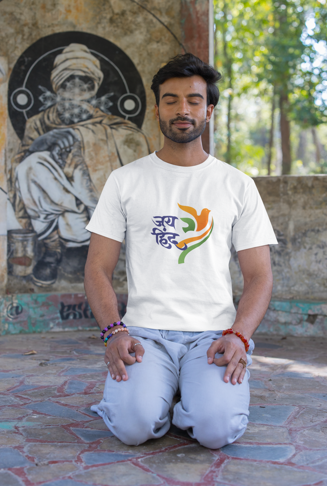 Jai Hind White Printed T-Shirt For Men - WowWaves - 5