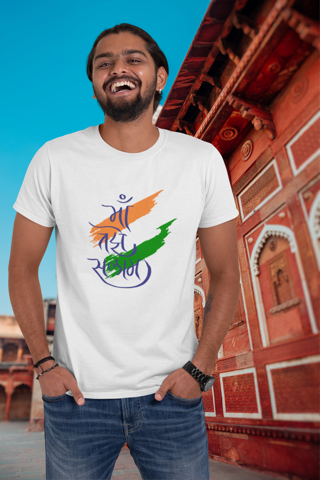 Maa Tujhe Salam White Printed T-Shirt For Men - WowWaves - 4