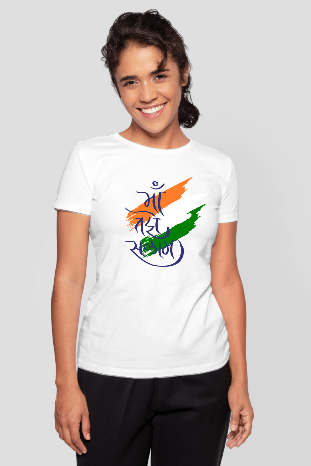Maa Tujhe Salam White Printed T-Shirt For Women - WowWaves - 5