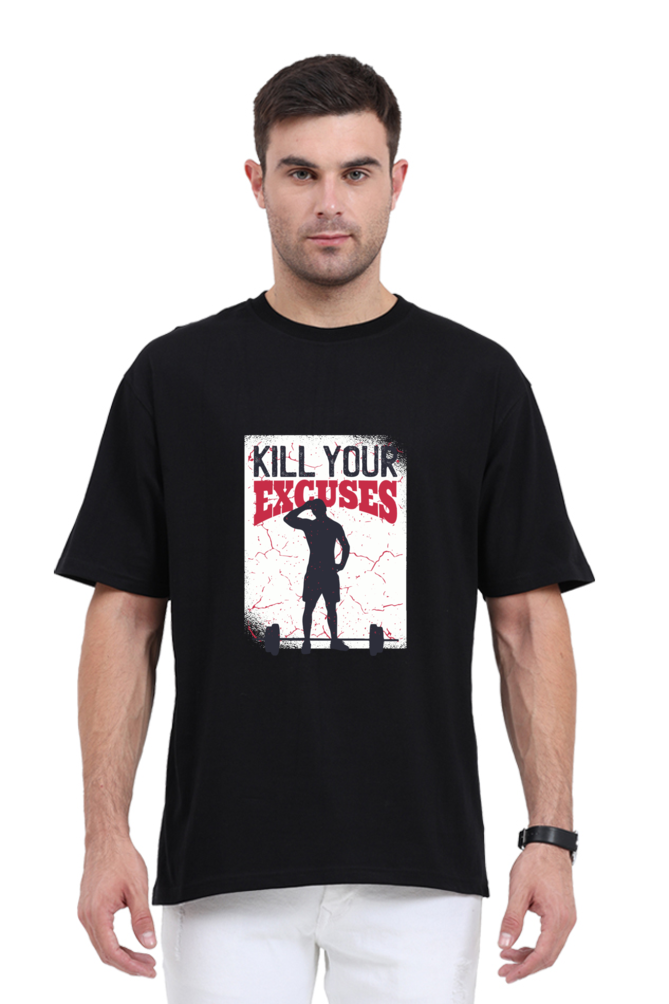 Kill Your Excuses Printed Oversized T-Shirt For Men - WowWaves - 7