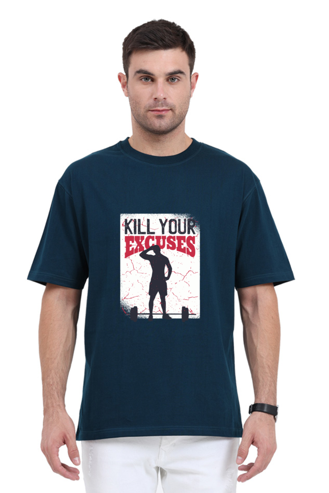 Kill Your Excuses Printed Oversized T-Shirt For Men - WowWaves - 8