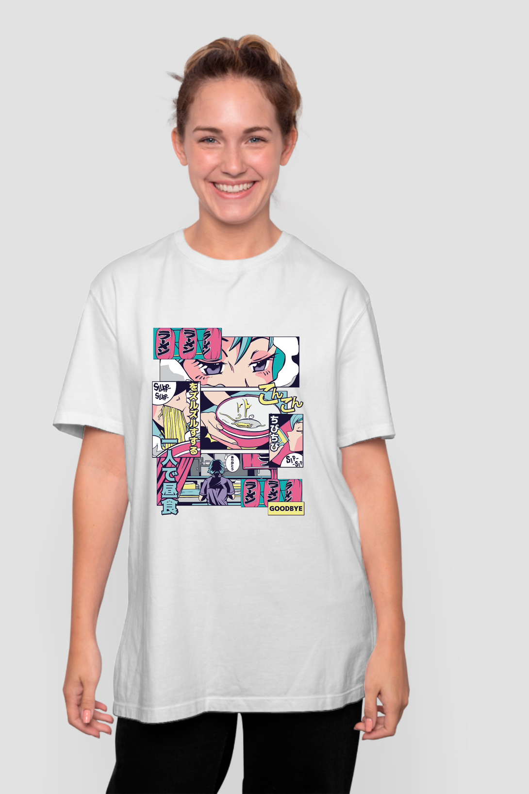 Ramen Shop Anime Printed Oversized T-Shirt For Women - WowWaves - 8