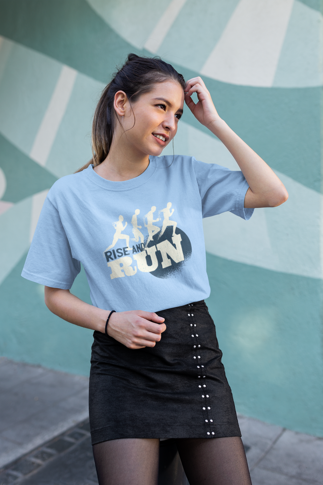 Rise And Run Printed Oversized T-Shirt For Women - WowWaves - 4