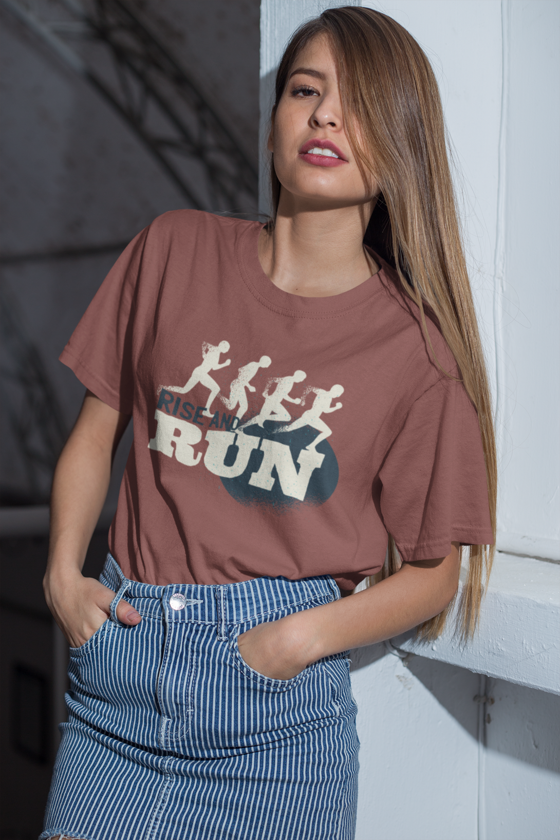 Rise And Run Printed Oversized T-Shirt For Women - WowWaves - 2