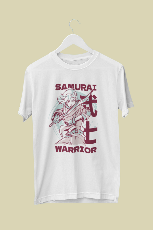 Anime Samurai Warrior Printed Oversized T Shirt For Men - WowWaves