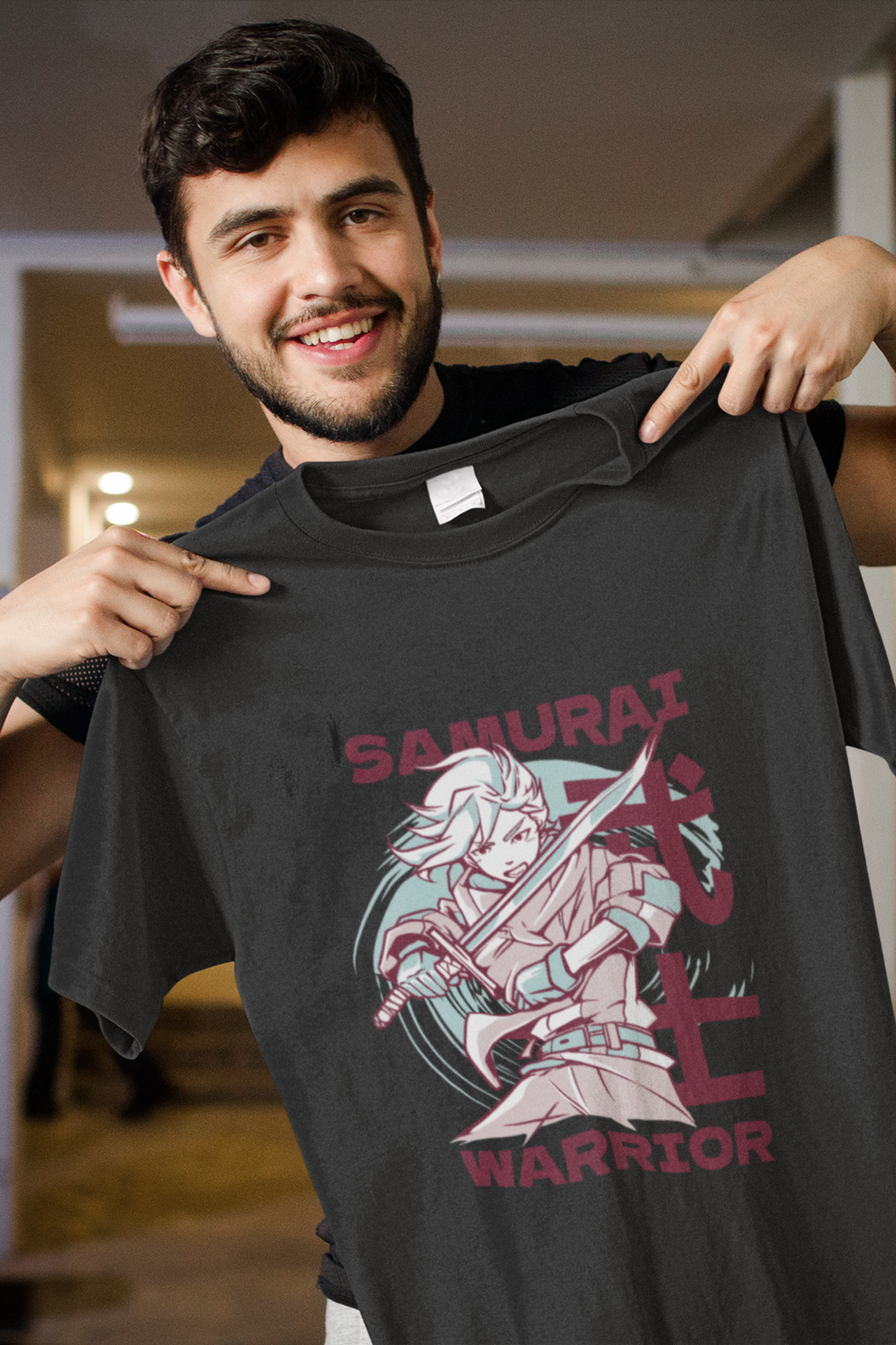 Anime Samurai Warrior Printed Oversized T Shirt For Men - WowWaves - 3