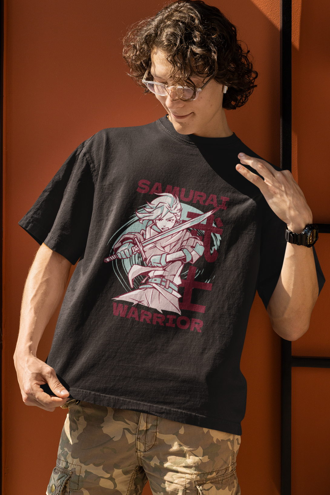 Anime Samurai Warrior Printed Oversized T Shirt For Men - WowWaves - 4
