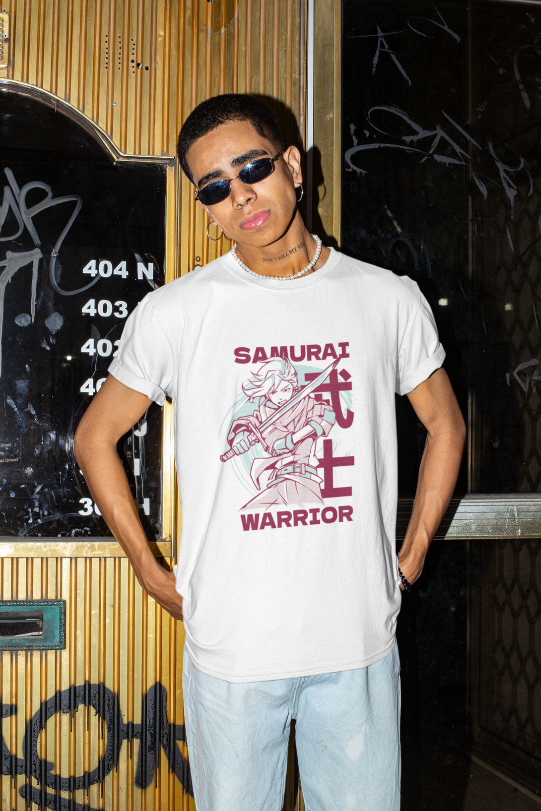 Anime Samurai Warrior Printed Oversized T Shirt For Men - WowWaves - 6